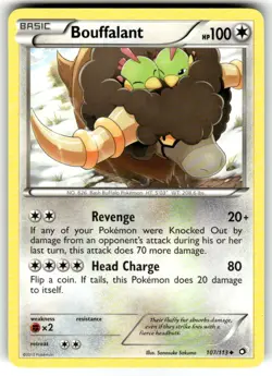 Pokemon TCG Bouffalant Legendary Treasures 107/113 Regular English 2013 NM - Image 1