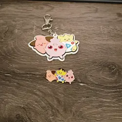 Pokemon "Small But Mighty" Cleffa Igglybuff Togepi Enamel Pin & Keychain - Image 1