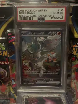 2025 Pokemon White Flare EN Reshiram Ex Special Illustration Rare #166 PSA 10 - Image 1