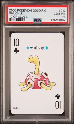 2000 POKEMON GOLD VERSION PLAYING CARDS 10 OF CLUBS #213 SHUCKLE PSA 10 - Image 1