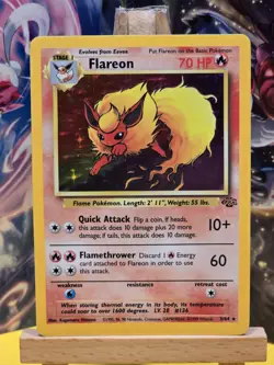Pokemon English Jungle Flareon Holo #3/64 1999 WOTC Wizards off the Coast - Image 1