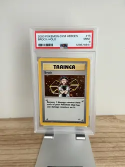 Pokemon Brock Gym Heroes Unlimited Holo Rare #15 PSA 9 New Cert - Image 1