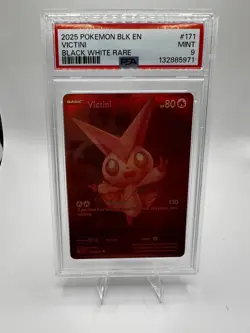 Pokemon 2025 Victini BWR 171/086 Black Bolt Red Holo English PSA 9 Mint - Image 1