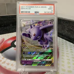 Pokemon TCG 2017 Espeon GX Card 61/149 Sun & Moon PSA 9 Mint - Image 1