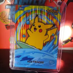 Pokemon 2000 #25 Pikachu Surfing Series 2 Topps Card Rare Blue Logo 1st ED Print - Image 1