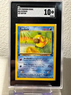 Pokemon Psyduck 53/62 Fossil 1st Edition Vintage SGC 10 GM - Image 1