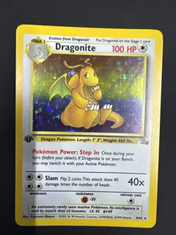 Pokemon TCG Dragonite First Edition Fossil 4/62 Holo Rare Vintage Card 1999 LP - Image 1