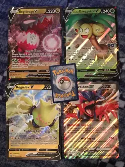 4 X JUMBO Oversized Pokemon Card Koraidon ex Regidrago Regieleki V Exeggutor Exc - Image 1