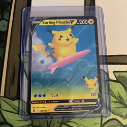 Surfing Pikachu V 008/025 Celebrations NM Ultra Rare Pokemon Card - Image 3