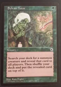 Magic the Gathering SYLVAN TUTOR Portal LP Light Play 1997 WOTC - Image 1