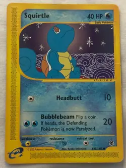 Pokemon TCG Squirtle 132/165 Expedition Base Set Regular HP/DMG - Image 1