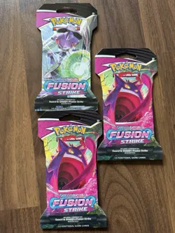 3X Pokemon TCG: Sword and Shield Fusion Strike Booster Pack, NEW, SEALED - Image 1