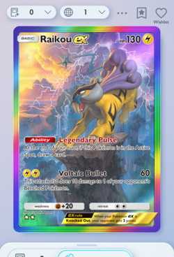Pokemon TCG POCKET - Raikou Rainbow Rare 2?, Secluded Springs, English - Image 1