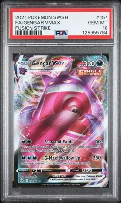 PSA 10 GENGAR VMAX 157 FUSION STRIKE SWORD & SHIELD POKEMON GEM MINT - Image 1