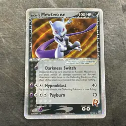 Pokemon Rocket’s Mewtwo EX Holo 99/109 Rocket EX Returns HEAVILY DAMAGED - Image 1