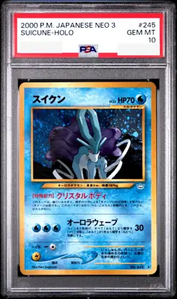 PSA 10 Pokemon Card Suicune Holo GEM MT Neo 3 2000 245 Japanese - Image 1