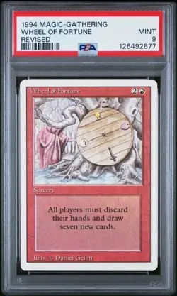 1994 MTG Magic WHEEL OF FORTUNE, Revised Ed., PSA 9 Mint! NEW SLAB! - Image 1