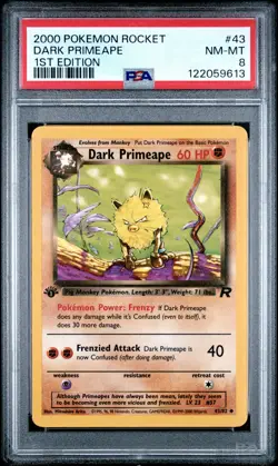 2000 POKEMON ROCKET 1ST ED #43 DARK PRIMEAPE PSA 8 - Image 1
