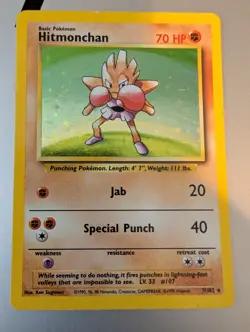 Pokemon TCG Hitmonchan Base Set 7/102 Holo 1999-2000 Wizards Base Set Copyright - Image 1