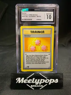 Revive Pokemon (1999) German Base Set 1st Edition #89/102 CGC 10 GEM MINT - Image 1