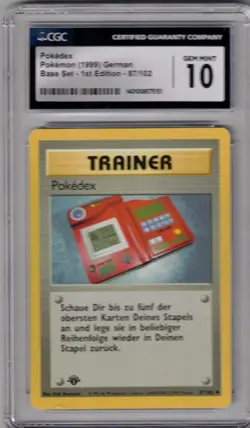 1999 POKEMON BASE SET 87/102 POKEDEX 1ST EDITION GERMAN CGC 10 - Image 1