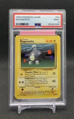 PSA 9 Base Set Unlimited Magnemite 53/102 Pokemon Cards 1999 - Image 1