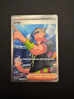 Pokemon TCG Judge Trainer Full Art Destined Rivals Ultra Rare Card 222/182 - Image 1
