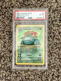 1999 Pokemon Game Venusaur Holo 1st Edition #15/102 PSA 4 - Image 1