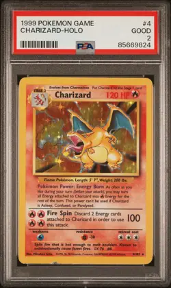 CHARIZARD 1999 POKEMON BASE SET UNLIMITED #4 HOLO PSA - Image 1