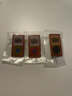 Pokemon League Badge Pins Lot Of 3 Factory Sealed Trading Card Game - Image 1