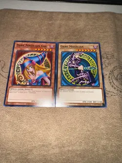 YUGIOH TCG: DARK MAGICIAN + DARK MAGICIAN GIRL - 2 CARD SET - LDK2 YGLD COMMON - Image 1