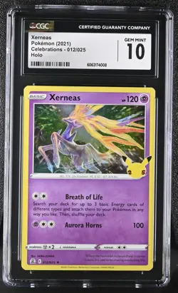 XERNEAS Holo Rare Pokemon Card Sword & Shield Celebrations #012 CGC 10 GEM MINT - Image 1