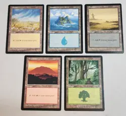 Lot 100 MTG Retro Basic Land Original Pre-Modern Sets Black Border 20x Each Land - Image 1