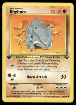 Pokemon TCG Rhyhorn [1st Edition] #61 Pokemon Jungle NM - Image 1