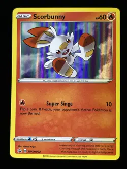 Pokemon Sword & Shield Scorbunny SWSH002 Black Star Promo Holo - Image 1