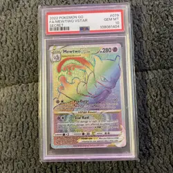 Pokemon TCG Mewtwo VSTAR #79 Rainbow Rare Pokemon Go PSA 10 - Image 1
