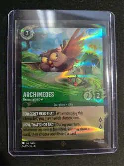 Archimedes 34/P2 Resourceful Owl Foil Promo Card Disney Lorcana - Image 1