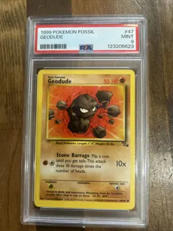 Graded PSA 9 1999 Pokemon Fossil Geodude #47 - Image 1