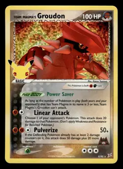 Team Magma's Groudon 9/95 Holo Rare Celebrations Pokemon Card - Image 1