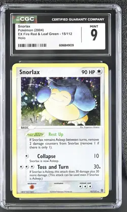CGC 9 MINT Snorlax 2004 EX Fire Red & Leaf Green 15/112 Holo Pokemon Card - Image 1