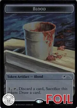 MTG Blood Token (Rainbow Foil) (2180) | NM Foil | Secret Lair Jaws - Image 1