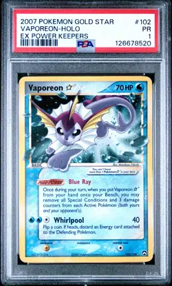 2007 POKEMON EX POWER KEEPERS GOLD STAR #102 VAPOREON-HOLO PSA 1 - Image 1