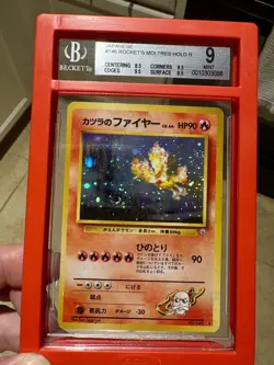 Pokemon Card Blaine's Moltres Gym Heroes Holo 1998 Japanese BGS Beckett 9 Swirl - Image 1
