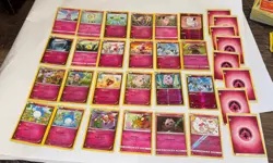 32 LOT Pokemon Cards DISCONTINUED FAIRY PINK 6 Holos Rare TCG ALL DIFFERENT - Image 1