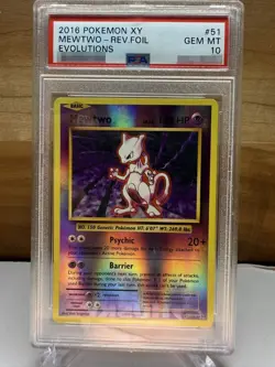 2016 Pokemon XY Evolutions: #51 Mewtwo - Reverse Holo - PSA 10 - Image 1