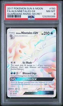 2017 POKEMON SUN & MOON GUARDIANS RISING #150 FULL ART/ALOLAN NINETALES GX PSA 8 - Image 1
