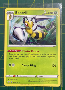 Pokemon TCG Beedrill Vivid Voltage 003/185 Regular Rare Near Mint Pokemon Card - Image 1