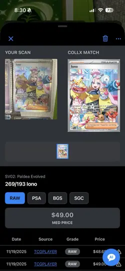 Iono 269/193 Sv02: Paldea Evolved Pokemon SIR Holo Card English NM - Image 4