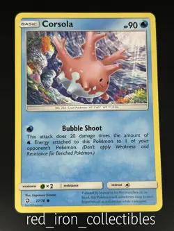 Corsola 27/70 Common Dragon Majesty Sun & Moon Pokemon Card 2018 - Image 1