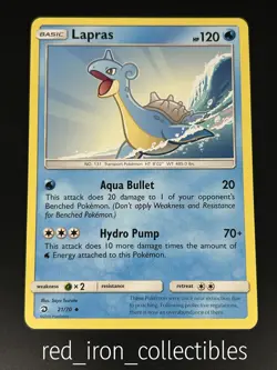 Lapras 21/70 Uncommon Dragon Majesty Sun & Moon Pokemon Card 2018 - Image 1